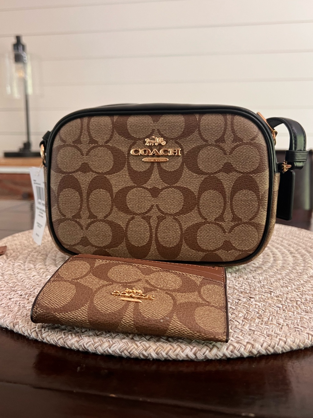 Nwt Coach Mini Jamie Camera Bag In Signature Canvas & Wallet.